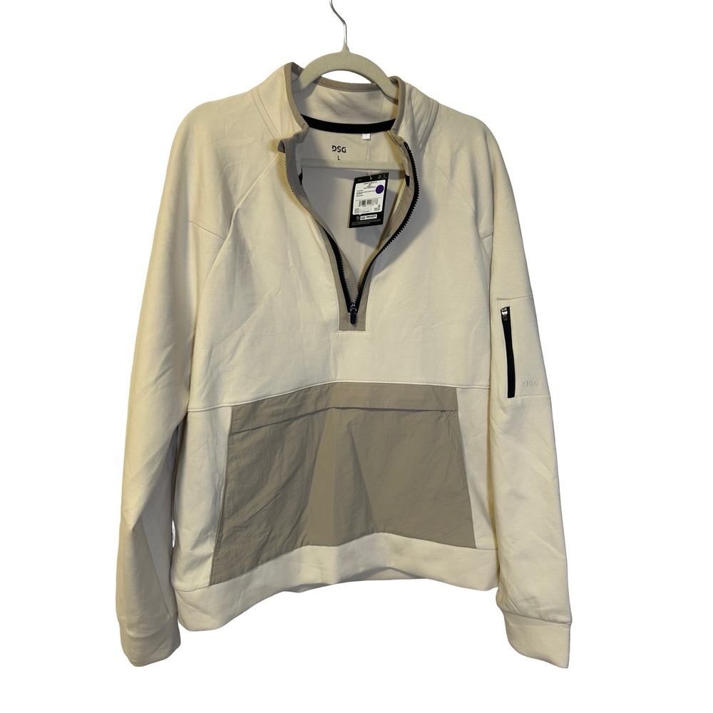 DSG Sport Fleece 1/4 Zip Regular Pullover Light Sand/Khaki Sz L NWT